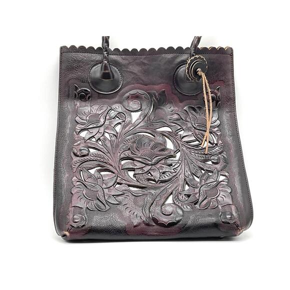 Patricia Nash Cavo Tooled Leather Tote Silver Inlay With Dust Cover - Picture 2 of 9